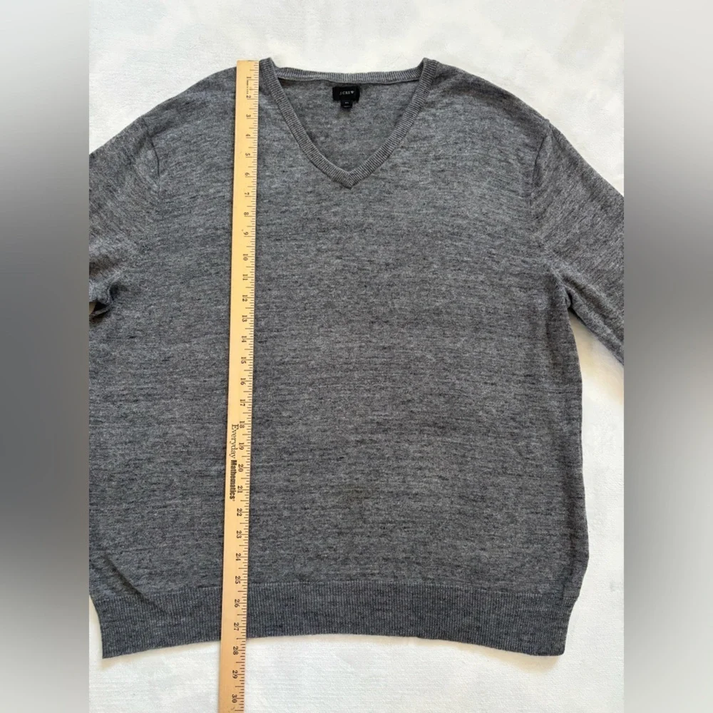 J. Crew Men’s Sweater Rugged Cotton V-Neck Pullover Gray Size XL